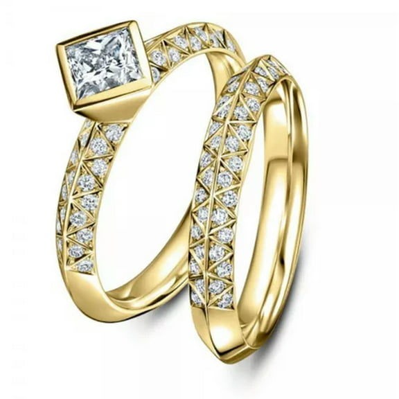 K-KED 18k Yellow Gold Plated Rings Cubic Zirconia Elegant Delicate Jewelry Women Gifts Sz 6-10-10