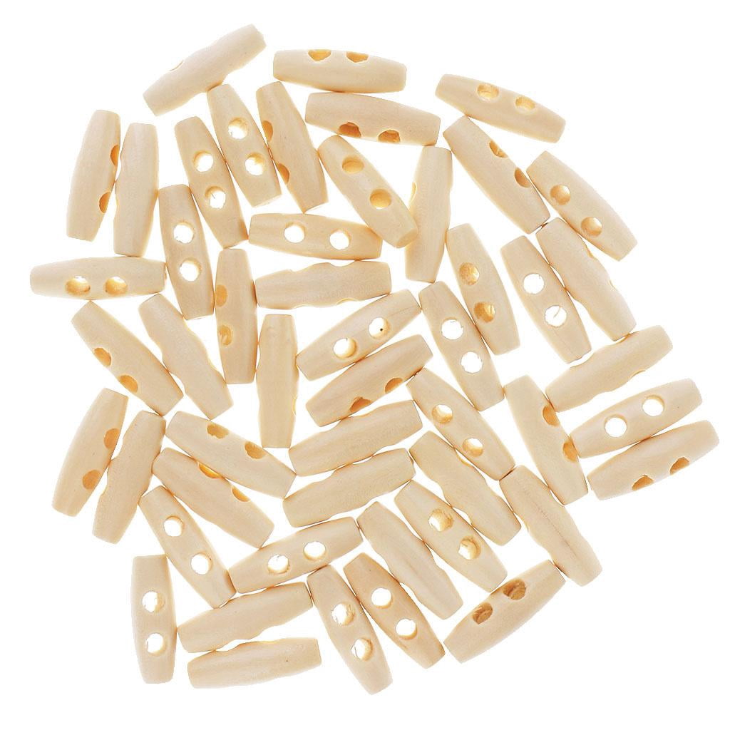 amagogo 3x50Pcs Wood Sewing Toggle Buttons Cloth Accessories 2 Holes 3 Pcs