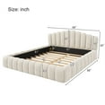 thumbnail image 7 of Queen Size Floor Bed Frame with Shell-Shaped Headboard and Wooden Slats, Velvet Upholstered Platform Bed with Soft Cushioning All Around Guards, No Box Spring Needed, Easy Assembly, 7 of 7