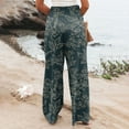 thumbnail image 5 of Mlqidk Trousers Pants for Women Lounge High Waist Beach Pants Flowy Wide Leg Cotton Linen Trousers Plus Size Loose Floral Print Pants with Pocket Black M, 5 of 5