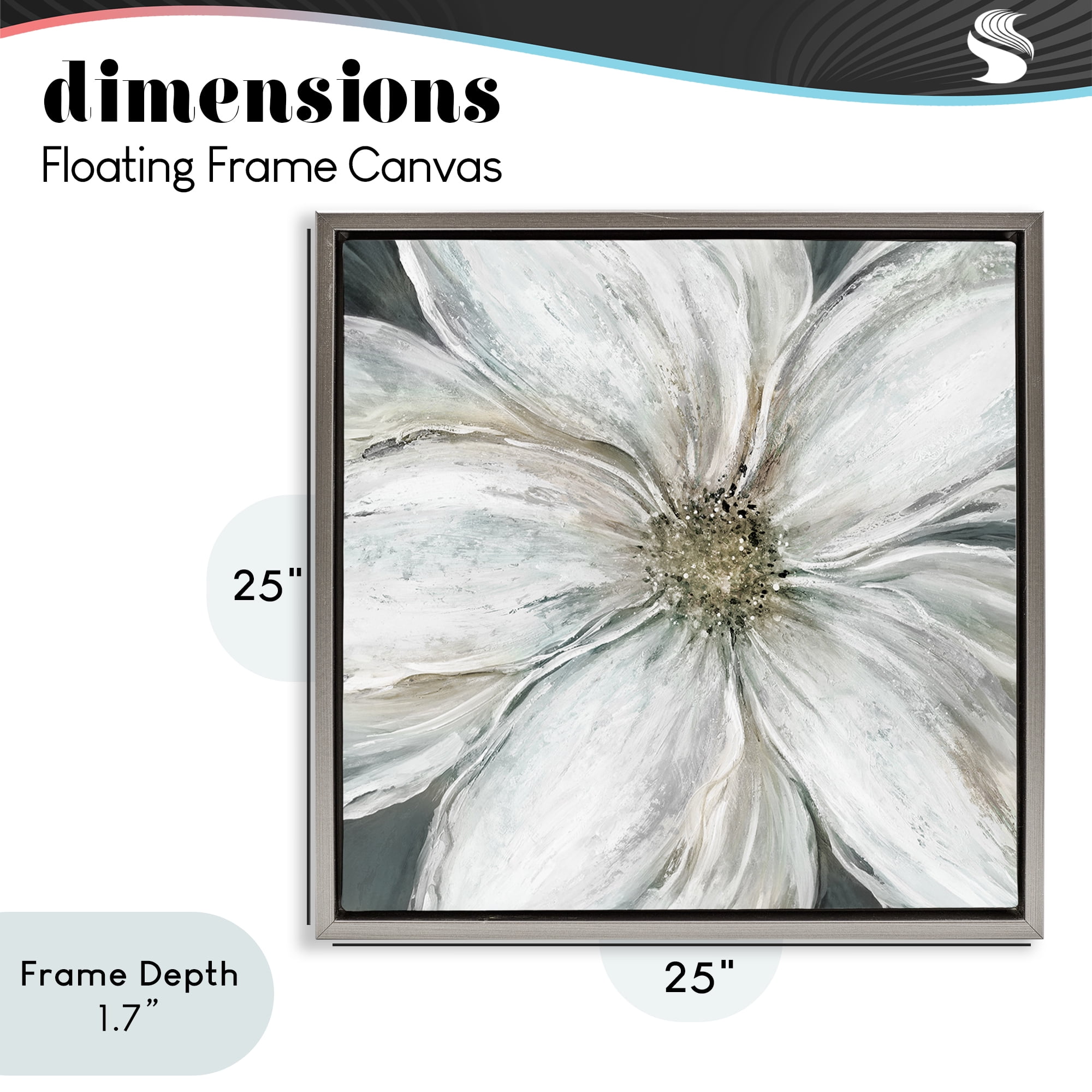 Stupell Industries Closeup Serene White Blossom Gray Framed Floater Canvas Wall Art, design by Carol Robinson