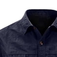 thumbnail image 5 of WREESH Men's Fashion Casual Button Down Shirts Solid Color with Cargo Pockets, Buttons, Short Sleeve Turndown Collar Quick-Drying, Breathable, Workwear Dark Blue, 5 of 5