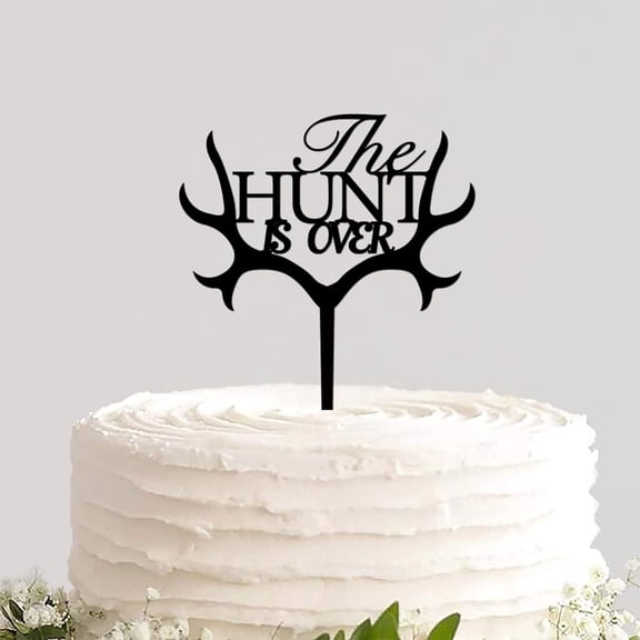 Wedding Cake Topper Custom Funny The Hunt Is over Baking Cake Insert Party Cake Decorations for Wedding Engagement Anniversary Marriage Party Decorations Supplies