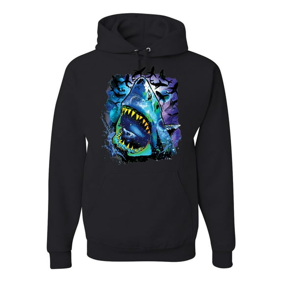 Wild Bobby, Great White Shark Species in Ocean,Fishing, Graphic Hoodie, Black, Small