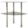 thumbnail image 1 of vidaXL 2-Tier Side Table Transparent & Black 38x38x50cm Tempered Glass, 1 of 5