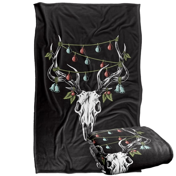 bCreative - LCT Creative Blanket, 36'x58' Deer Skull Bells and Bulbs Silky Touch Super Soft Throw Blanket