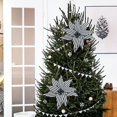thumbnail image 5 of Poinsettia Flowers for Christmas Tree,Black and White Stripes Christmas Poinsettia Flowers,Velvet Glitter Floral Decor,Christmas Tree Topper for Halloween Holiday Wreath Garland Decor, 5 of 7
