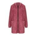 thumbnail image 5 of AherBiu Fleece Cardigan for Women Pajamas Coats Open Front Fuzzy Warm Hoodie Homewear Outwear with Pockets, 5 of 7