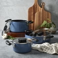 thumbnail image 3 of Denmark Tools for Cooks 7 Piece Ceramic Nonstick Aluminum Nesting Cookware Set Pots Pans, Blue, 3 of 13
