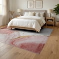 thumbnail image 3 of ODIKA 6'x9' Washable Area Rug Non-Slip, Chair-Friendly, Pink Abstract Swirl Contemporary Brushstroke Geometric Splash for Dining Room, Under Table, Office Décor, 3 of 7