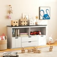 thumbnail image 2 of Costway Kids Toy Storage Organizer Wooden Bookshelf TV Stand with  Drawers Blackboard Top, 2 of 11