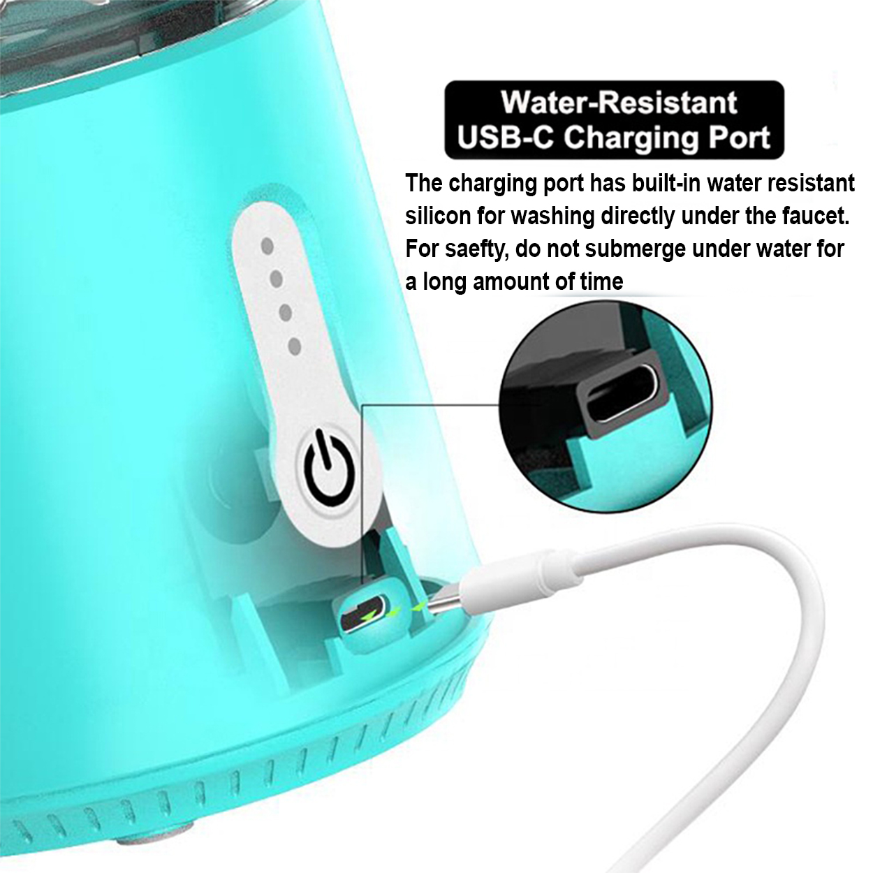 LSports | 500ml USB-C Portable Blender with Biodegradable Straws and 1000+ Smoothie Recipes | Blue