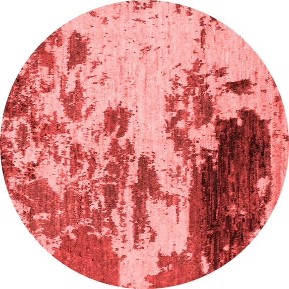 Ahgly Company Machine Washable Indoor Round Abstract Red Modern Area Rugs, 7' Round