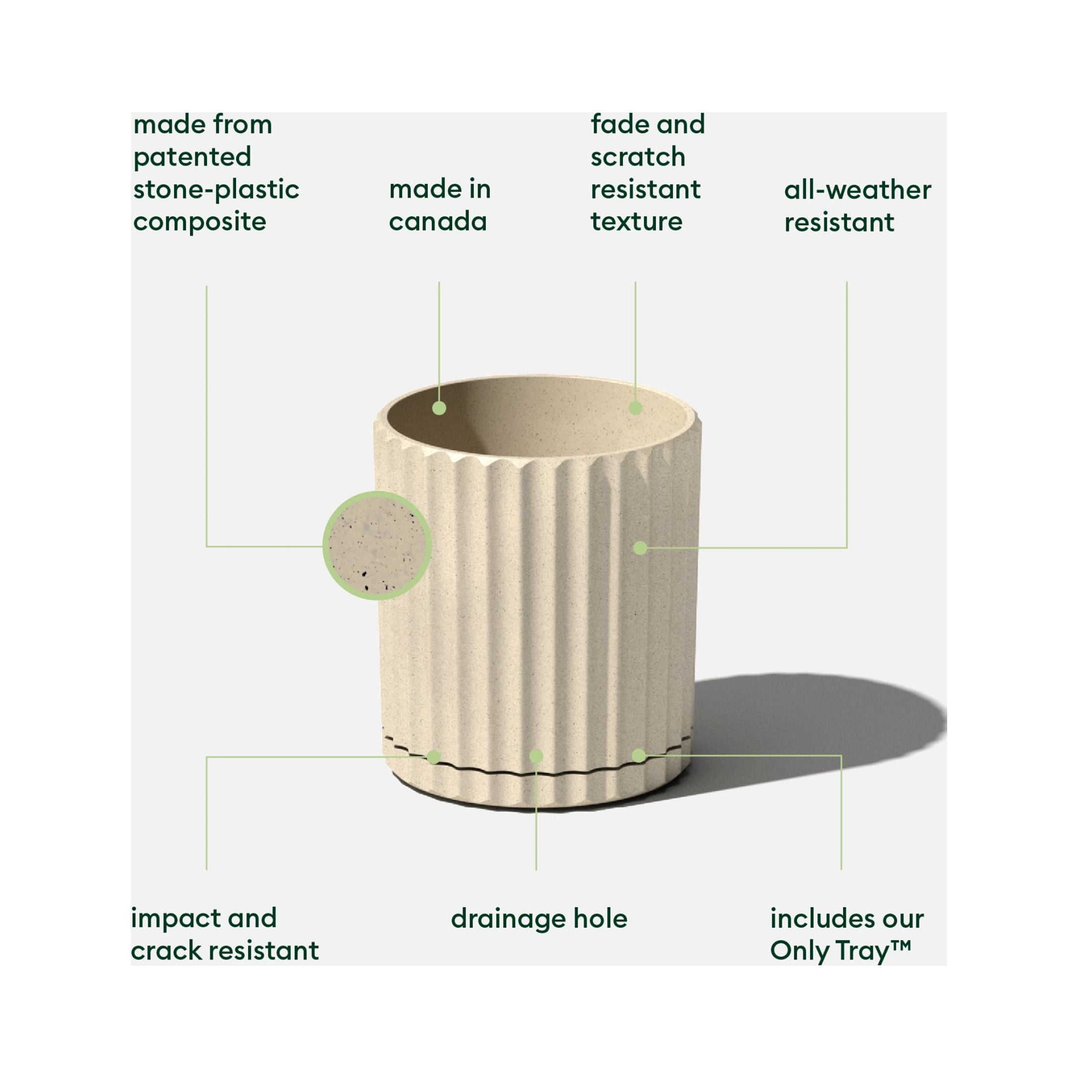 Veradek Mason Series Demi 6" Plastic-Stone Planter 2-Pack Sand
