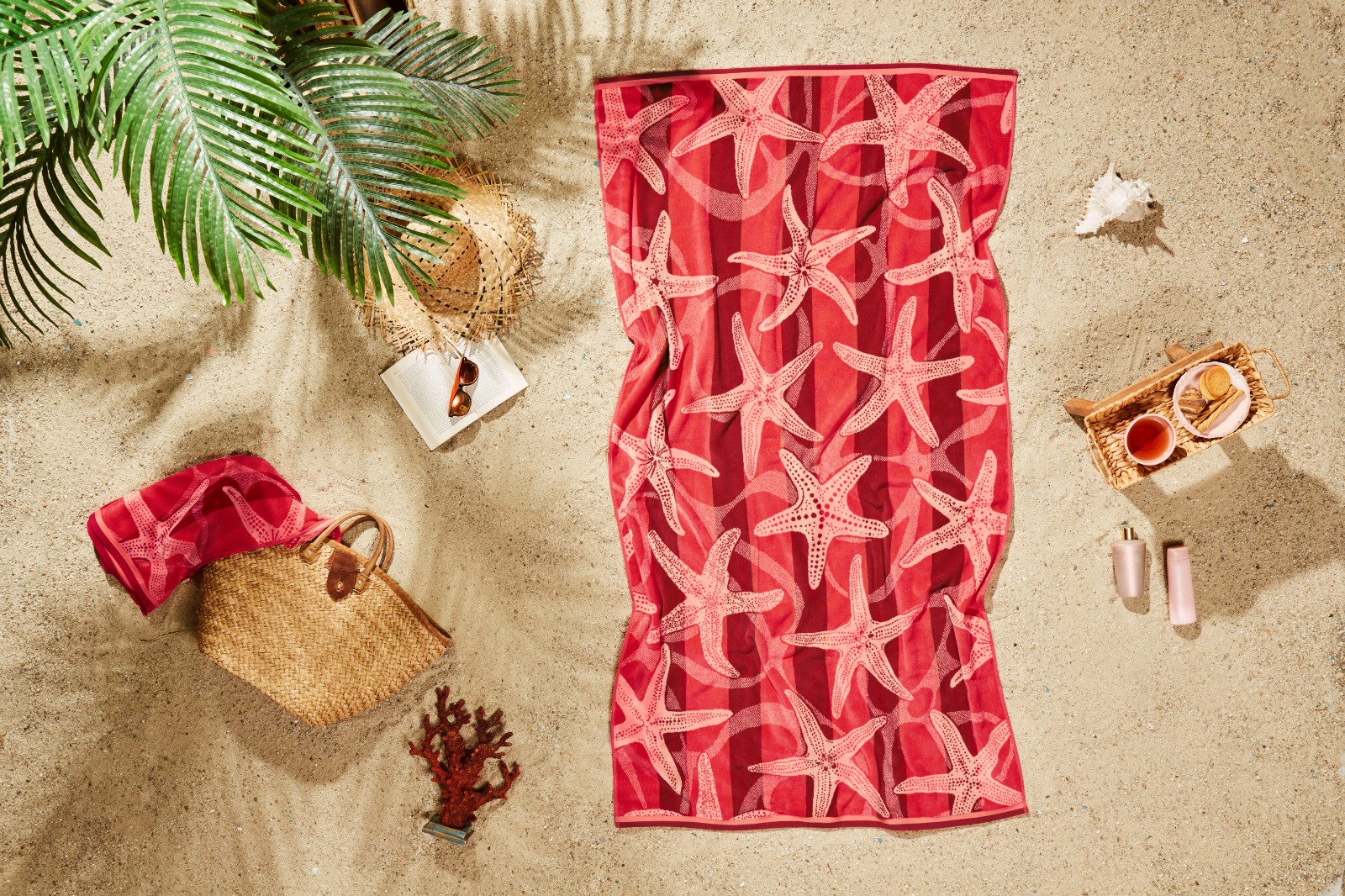 Ozdilek Starfish Bliss 40x72 Turkish Cotton Beach Towel – 500 GSM 100% Cotton, Luxury Quick Dry, Extra Large, Soft Beach Towel , Absorbent, Fade-Resistant, Poolside, Spa, Oversized (Starfish Bliss)