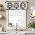 thumbnail image 2 of Vintage Purple Flower Valance Curtain Blue Hydrangea Green Leaf Welcome Striped Window Valances Rod Pocket Short Curtains Window Treatments for Kitchen Bedroom Bathroom Laundry 56" x 16", 2 of 9