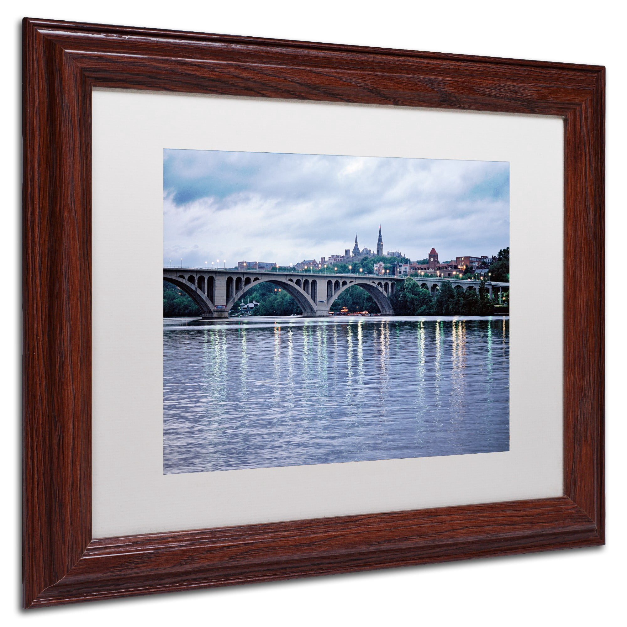 Trademark Fine Art "Georgetown-Key Bridge" Canvas Art by Gregory O'Hanlon, White Matte, Wood Frame
