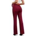 thumbnail image 6 of Sexy Dance Womens Stretchy Dresses Pants Casual Work Slacks Business Button Front Workwear Straight Leg Bootcut Yoga Trousers, 6 of 7