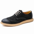 thumbnail image 2 of Black Suede Wingtip Brogue Casual Oxford Shoes with Beige Rubber Sole for Men, 2 of 5