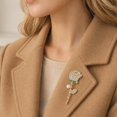 thumbnail image 5 of fuxzkrlz Rhinestone Rose Brooch with Pearl Decor, Strong Buckle Brooch Pin, Alloy Elegant Flower Shape Pin for Coats Shirts Bags Accessories, 5 of 7