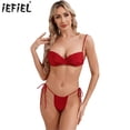 thumbnail image 2 of Mini traje de baño para mujer, Bikini brasileño Sexy, traje de baño con almohadilla, sujetador sin almohadilla, Top con Tanga de corte alto, bragas atadas, traje de baño, 2 of 5