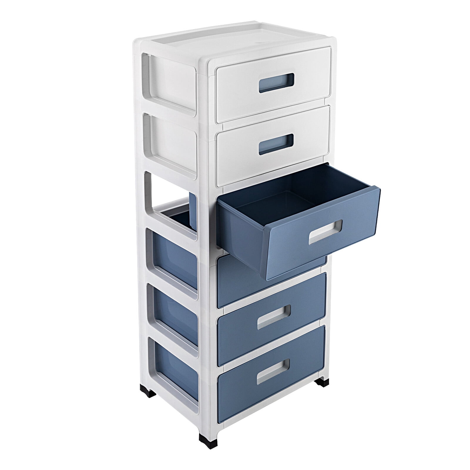33in Blue White 6-Drawer Organizer, Household/Office Storage Cabinet Drawer Type  13.8*10*32.9in for Bedroom, Living Room, Study