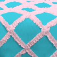 thumbnail image 4 of 3 Piece Luxury Two Tone Diamond Ruffle Pattern Comforter Set Super Soft, All Season 800 Thread Count, 100% Egyptian Cotton, Super King Size Turquoise Blue-Light Pink Color, 4 of 4