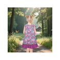 thumbnail image 4 of Sunny Fashion Girls Sleeveless Cotton Dress Purple Floral Print Beaded Butterfly Casual Holiday 8 Years, 4 of 6