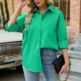thumbnail image 2 of Jdlsppl Women's Long Sleeve Button Down Shirt Soft Blouse Summer Cotton Button Work Spring Button Up Shirt Green Medium, 2 of 4