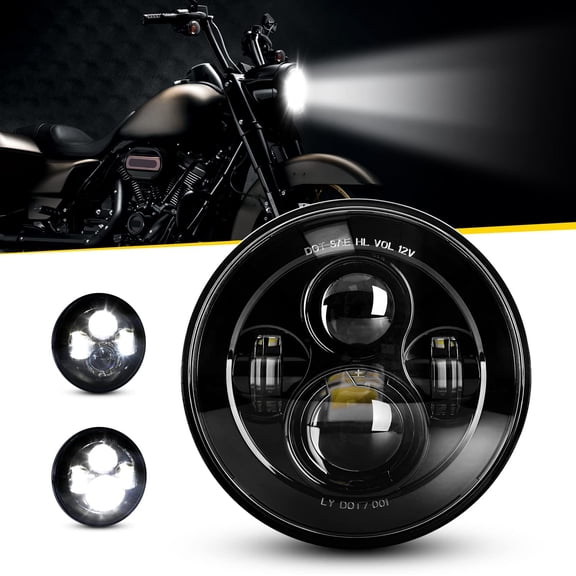 DOT   EMARK Approved 7 Inch Black LED Headlight for Motorcycle Tour, FLD, Softail Heritage, Street Glide, Road , Electra Glide,  V-Star Road Star Wrangler