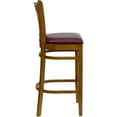 thumbnail image 4 of Emma + Oliver Vertical Slat Back Cherry Wood Barstool, Burgundy Vinyl Seat, 4 of 6