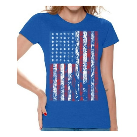 Awkward Styles Women's USA Flag Distressed Graphic T-shirt Tops 4th of July Independence