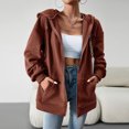 thumbnail image 3 of Abrigo Sudadera básica para mujer Estilo casual Sudadera con capucha con bolsillos Traje diario Ygjytge Marrón S para Mujer, 3 of 9