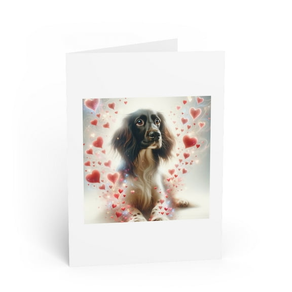 DistinctInk Greeting Card / Note Card - Valentine's Day Field Spaniel - PACK of 1