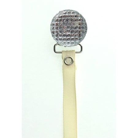Quilted Crystal Pacifier Clip with Solid Ribbon, Earthy Colors