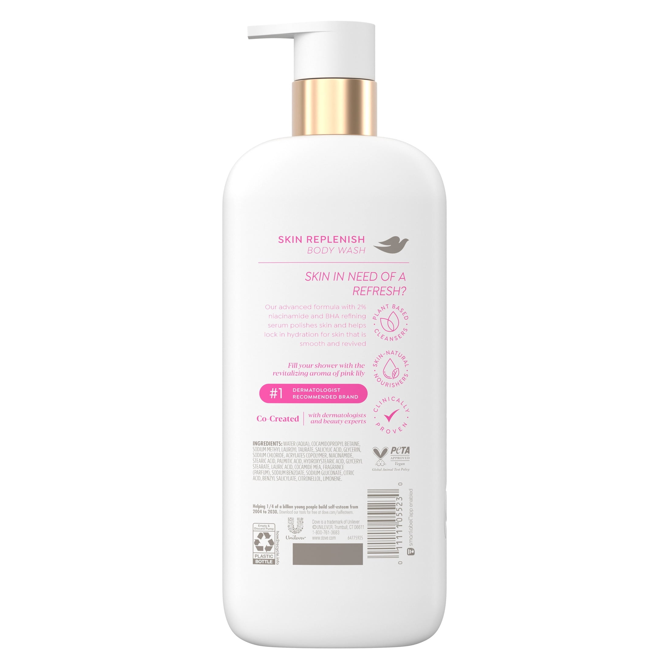 Dove Body Wash for Clean, Soft Skin Replenish 2% Niacinamide and BHA Refining Serum ,18.5 Fl oz
