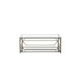 thumbnail image 4 of Pangea Home Edward Metal Rectangle Coffee Table with Glass in Brushed Brass, 4 of 4