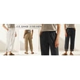 thumbnail image 5 of TEMOFON Linen Pants for Women Capris Summer Cropped Tapered Leg with Pockets Elastic Waistband Chinos Eyelet Ankle Hem Cotton Black S, 5 of 9