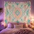 thumbnail image 2 of Teal Floral Mandala Tapestry Wall Hanging, 2 of 7