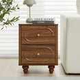 thumbnail image 4 of Wirrytor 2-Drawer Fluted Nightstand Set of 2, Mid-Century  Bedside Table , Night Stands for Bedroom, Sofa Side End Table with Drawers for Small Spaces (Walnut), 4 of 10