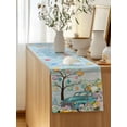 thumbnail image 5 of Table Runner 70 Inches Long for Kitchen Dining, Easter Dresser Scarf Farmhouse, Dining Table Decorations for Wedding/Parties, Turquoise Truck Eggs Gnomes Rabbit Wooden Grain 13 x 70 In, 5 of 8