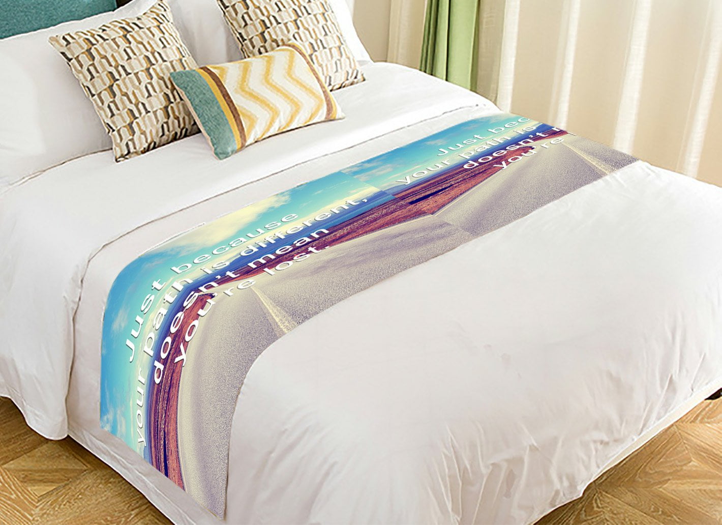 GCKG Adventure Bed Runner, Inspirational Life Quote Bed Runners Scarves Bed Decoration 20x95 inch