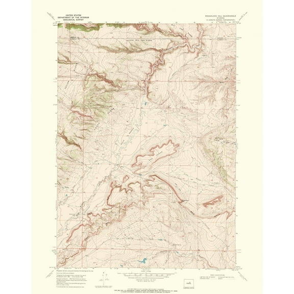 Topographical Map - Roughlock Hill Wyoming Quad - USGS 1968 - Vintage Wall Art