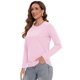 thumbnail image 2 of Camisa YUCOLEN para mujer, manga larga, cuello redondo, algodón, rosa claro, talla M, 2 of 8