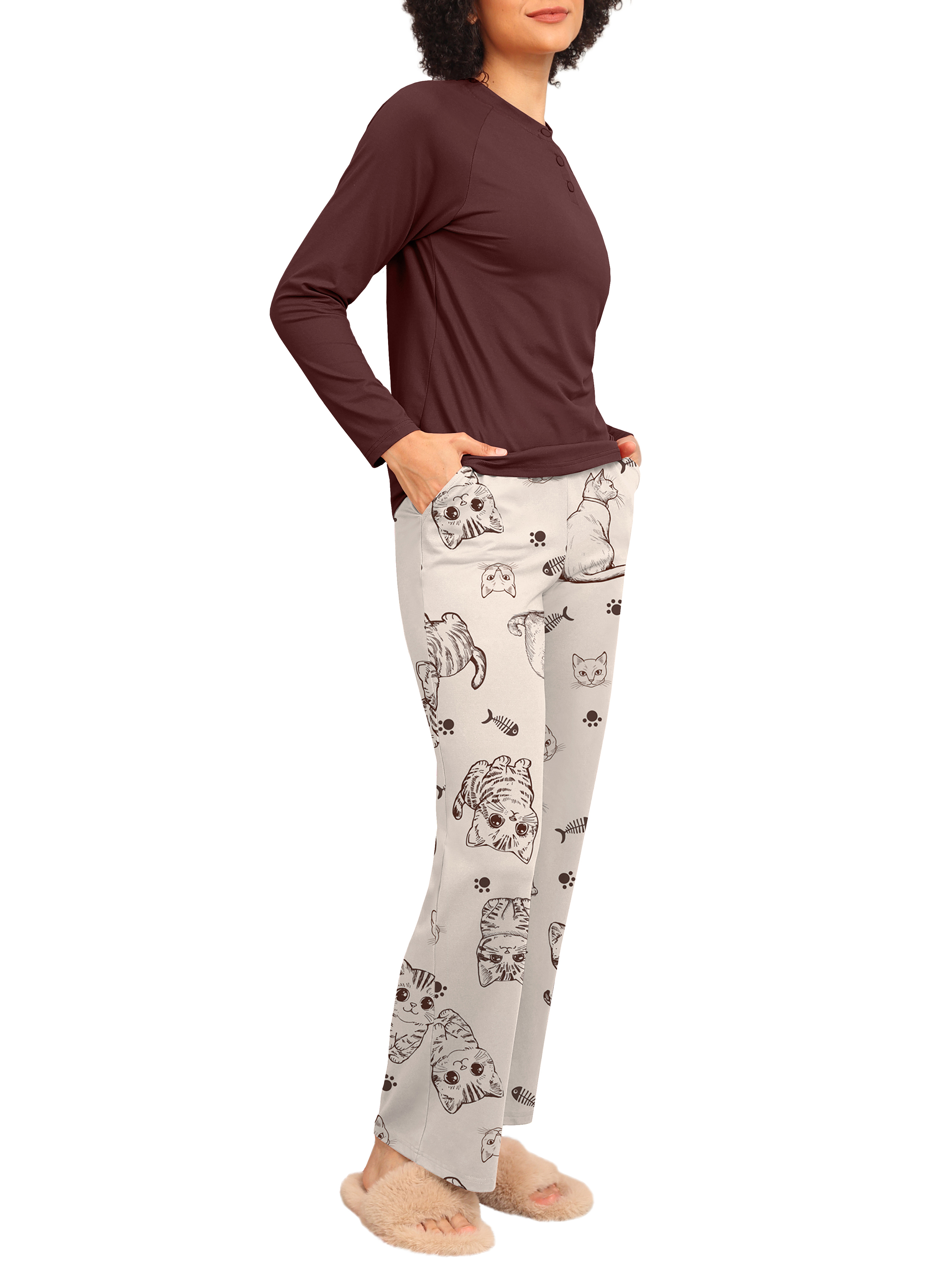 MINTREUS Women's Long Sleeve Pajama Set with Pockets photo 2