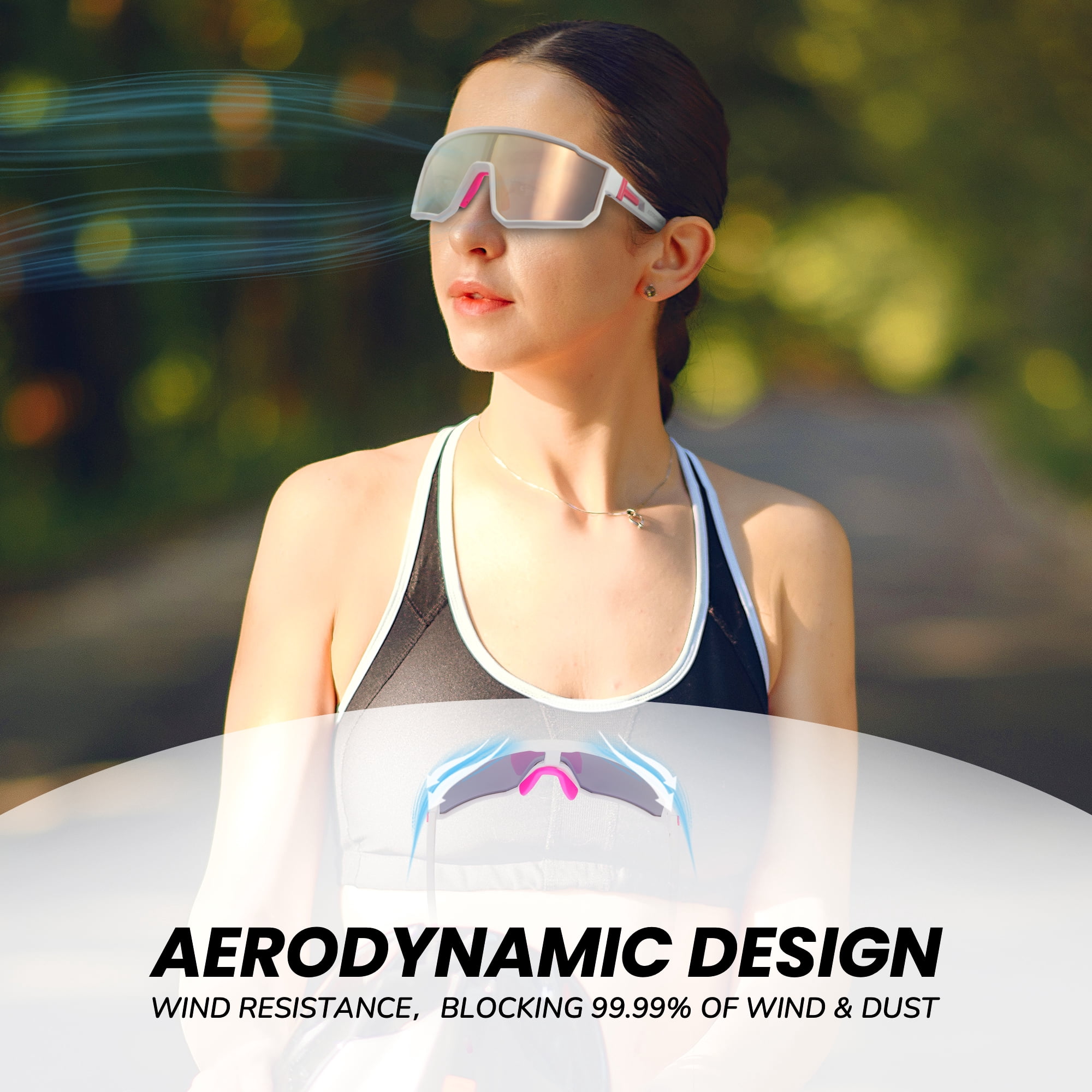 Polarized Running Sunglasses For Women, UV400 with Adjustble Nose Pad for Cycling,Hiking,Beach Volleyball