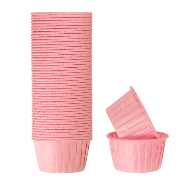 50pcs 3.5oz Moldes para Magdalenas de Papel de Tamaño Estándar Envoltorios Antiadherentes Desechables para Tartas Bodas Cumpleaños Navidad Rosa