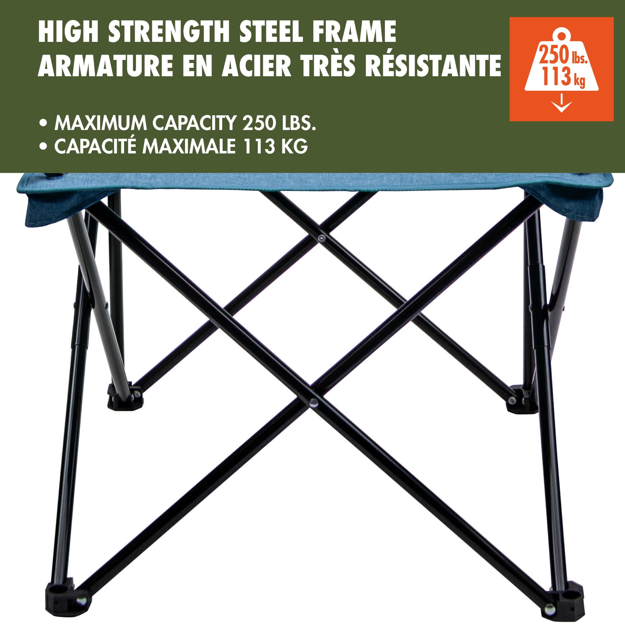 Chaise Surdimensionnée Ozark Trail, Supporte Jusqu'à 113 kg, Polyester Vieilli 600D, Cadre en Acier