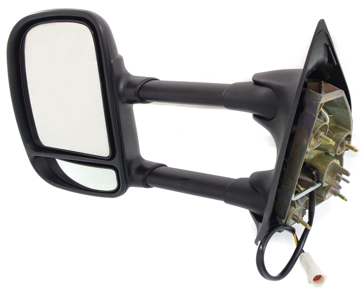Towing Mirror Compatible With 1999-2007 Ford F-250 Super Duty F-350 Left Driver Side w/ Blind Spot Corner Glass Textured Black Kool-Vue