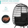 thumbnail image 6 of Best Choice Products Wicker Egg Chair Oversized Indoor Outdoor Patio Lounger w/ Steel Frame - Black/Black, 6 of 8